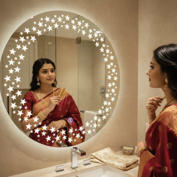 Twinkling Stars LED Bathroom Mirror – Illuminated Mirror with Starry Design and Touch Sensor 3