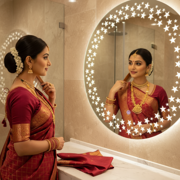 Twinkling Stars LED Bathroom Mirror – Illuminated Mirror with Starry Design and Touch Sensor 1