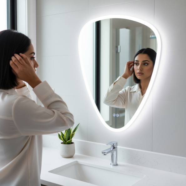 Customized Shape Wash Basin Backlit LED Mirror with Sensor 4