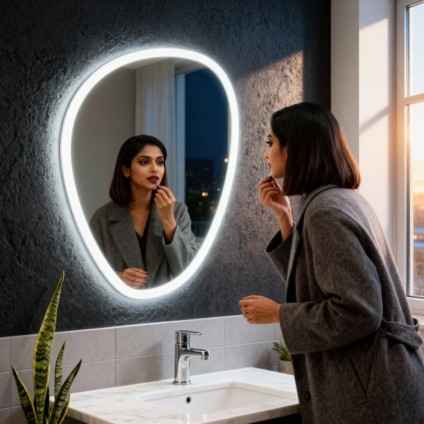 Customized Shape Wash Basin Backlit LED Mirror with Sensor 3