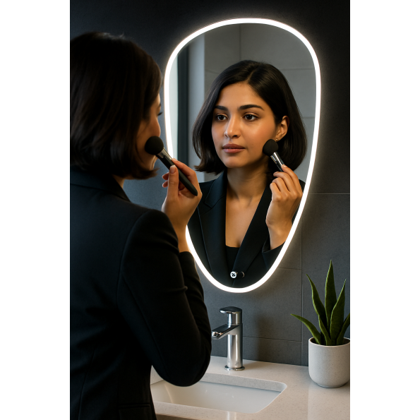 Customized Shape Wash Basin Backlit LED Mirror with Sensor 2