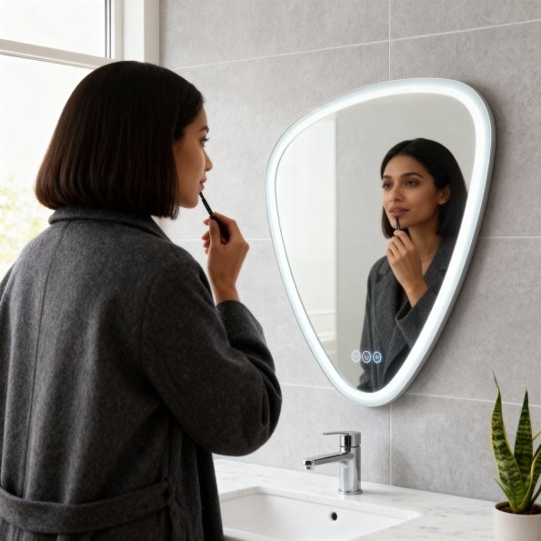 Customized Shape Wash Basin Backlit LED Mirror with Sensor 1
