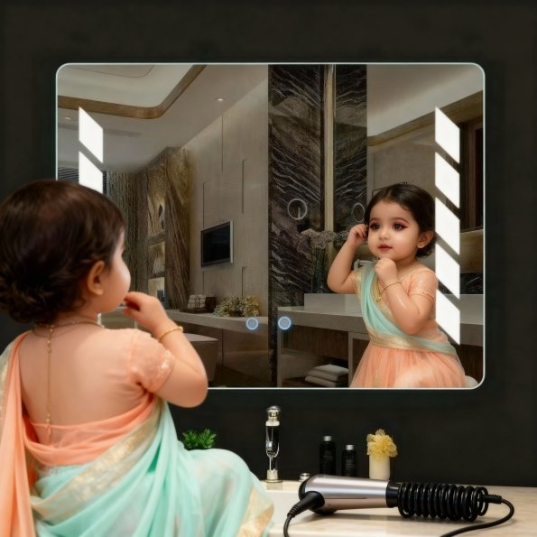 Chevron Strip Touch Sensor LED Bathroom Mirror 1
