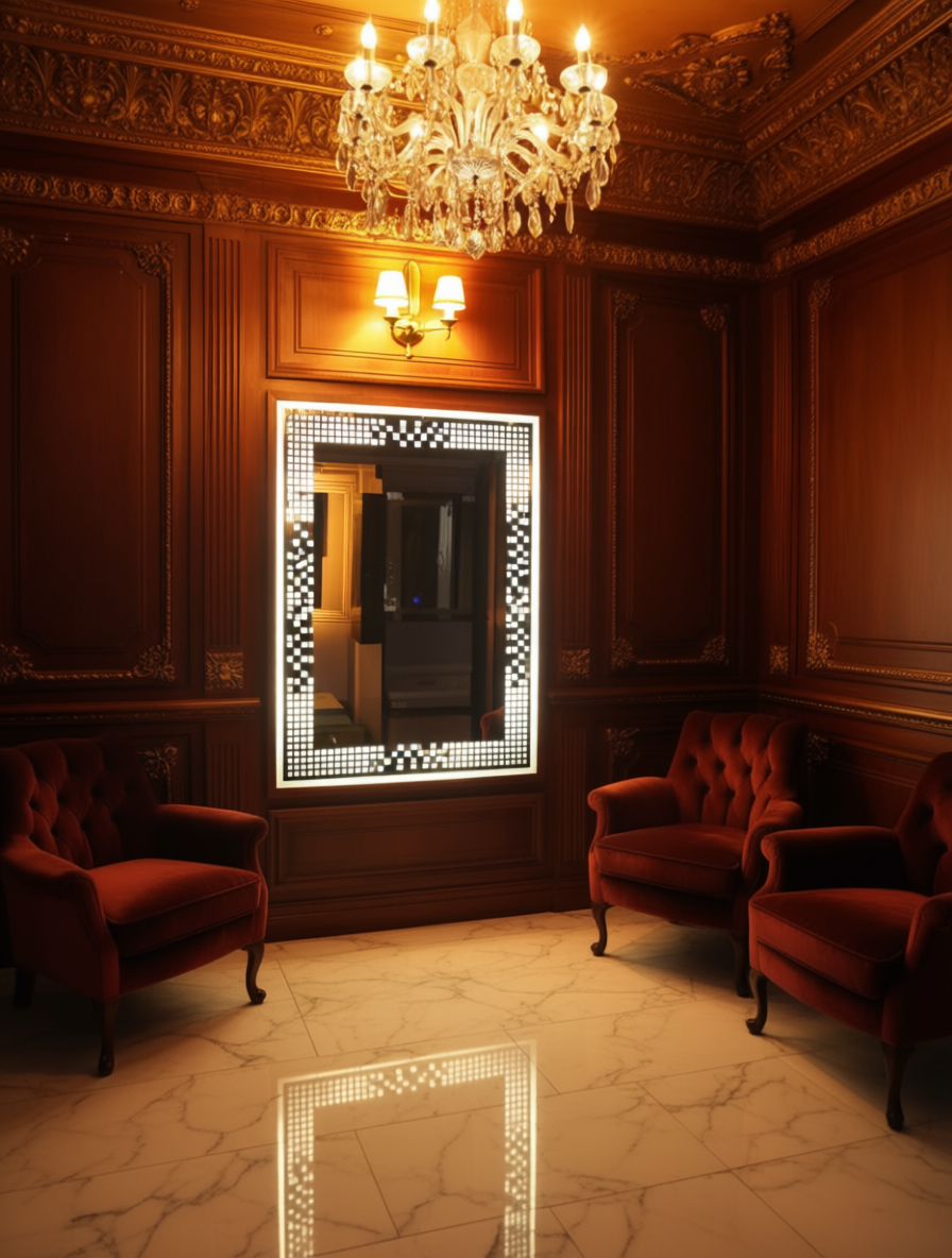 customized dotted wash basin LED designer mirror