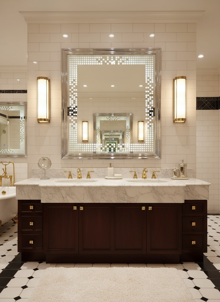 customized dotted wash basin LED designer mirror