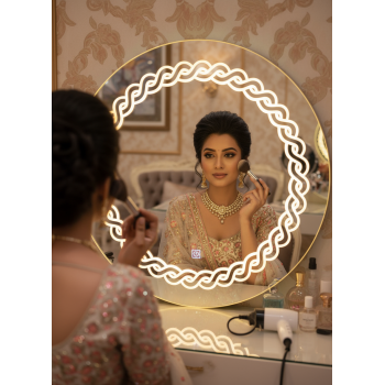 Designer Round LED Mirror with Laser-Cut Backlight 1