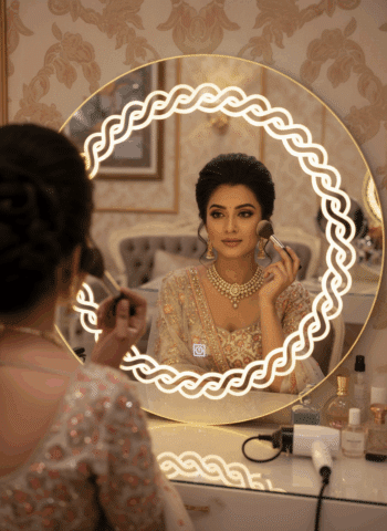 Designer Round LED Mirror with Laser-Cut Backlight 1