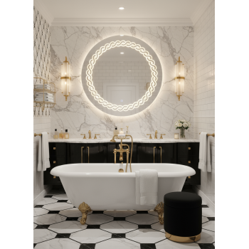 Designer Round LED Mirror with Laser-Cut Backlight