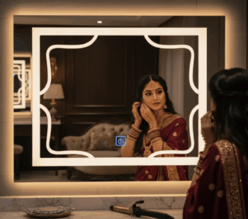 Elegant Frosted Frame LED Mirror – Touch Sensor Wall Mirror 1