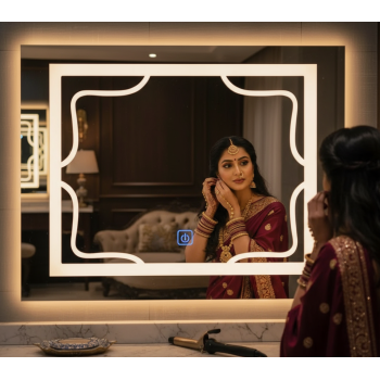 Elegant Frosted Frame LED Mirror – Touch Sensor Wall Mirror 1