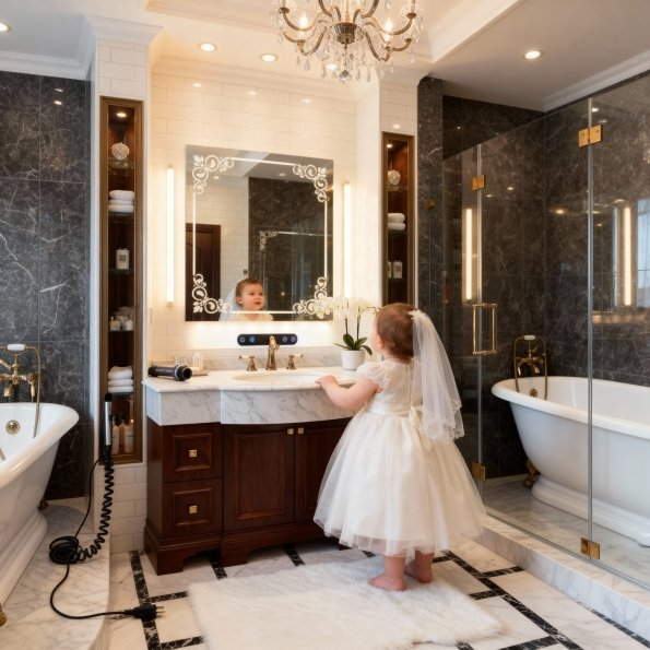 Bathroom Mirror with Elegant Frame Design 3