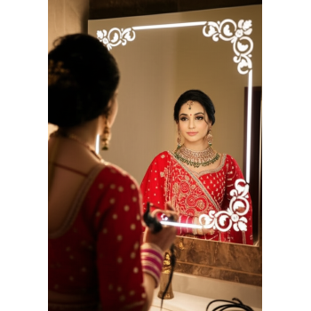 Floral Border LED Bathroom Mirror with Elegant Frame Design 2
