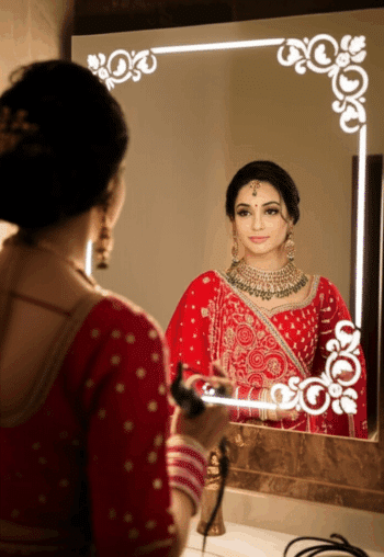 Floral Border LED Bathroom Mirror with Elegant Frame Design 2