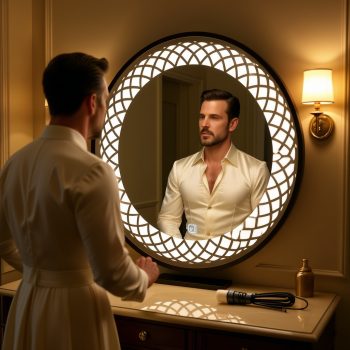 Frosted Round LED Bathroom Mirror with Soft Glow 4