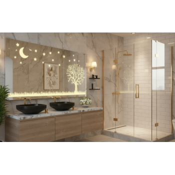 Moon & Tree Designer LED Mirror – Artistic Frosted Backlit Panel 2