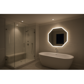 Octagon LED Bathroom Mirror – Geometric Backlit Vanity Mirror 1