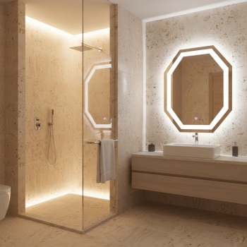 Octagonal Backlit LED Mirror for Modern Bathrooms 2