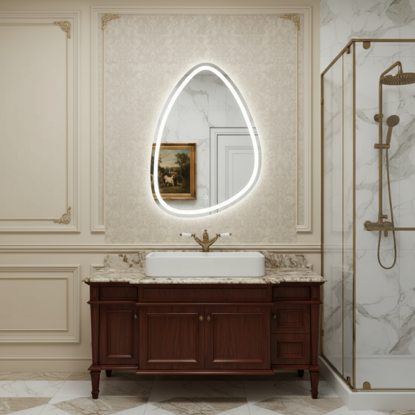 Oval Frosted LED Mirror with Touch Sensor 2