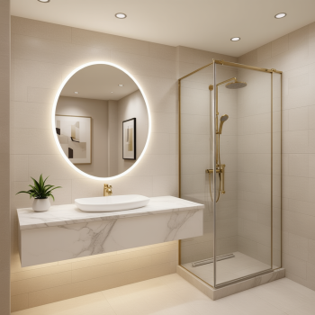 Oval Plain Wash Basin LED Mirror with Sensor Touch 1