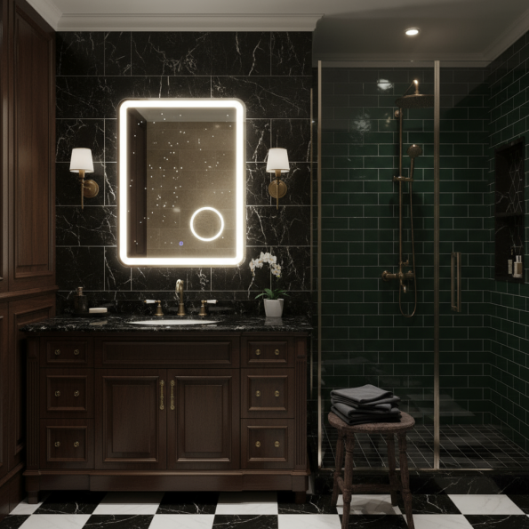 Rectangular LED Bathroom Mirror with Magnifying Glass 3