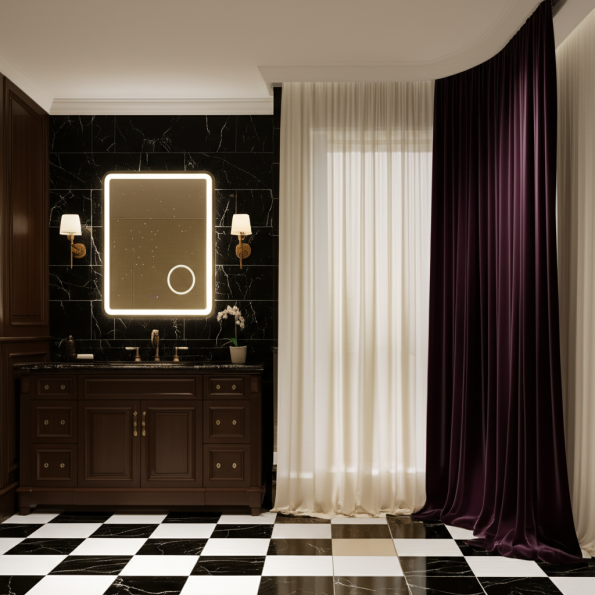 Rectangular LED Bathroom Mirror with Magnifying Glass 2