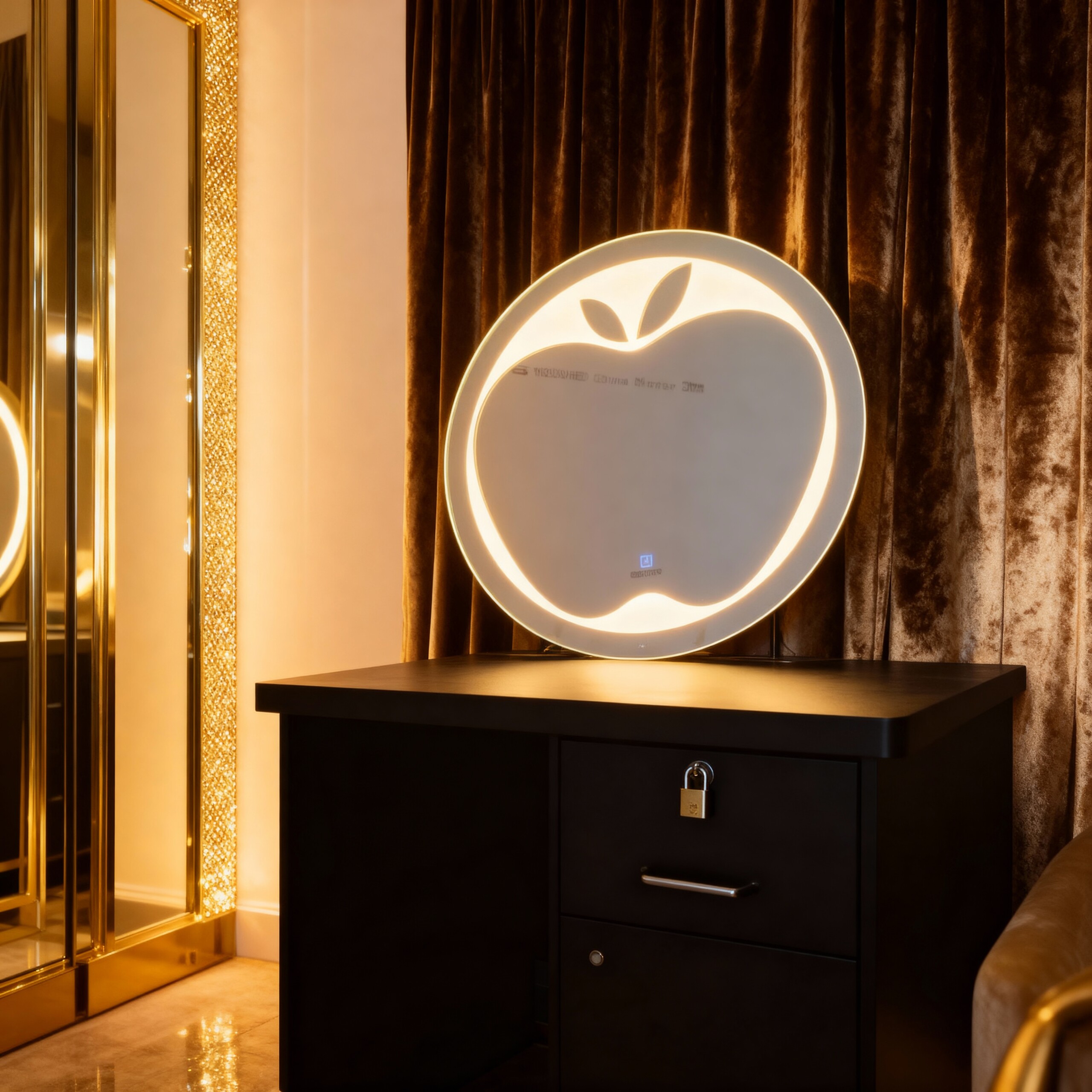 Apple Shape LED Bathroom Mirror with Backlit Glow