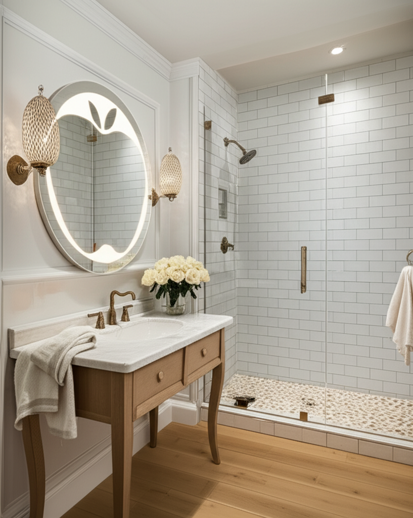 Apple Shape LED Bathroom Mirror with Backlit Glow