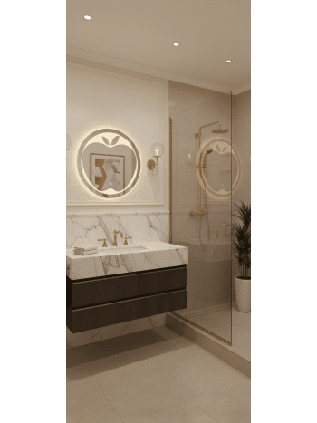 Apple Shape LED Bathroom Mirror with Backlit Glow