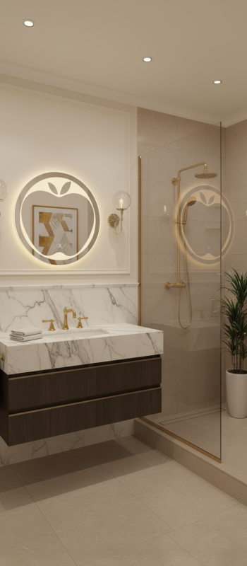 Apple Shape LED Bathroom Mirror with Backlit Glow