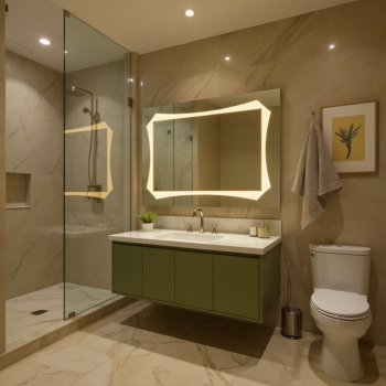 Wavy Frame LED Bathroom Mirror with Warm Backlight 1