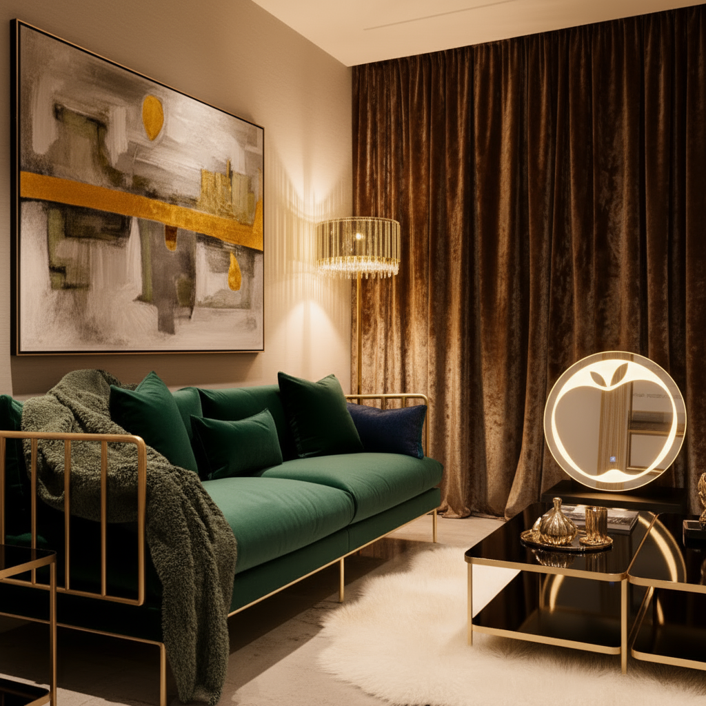 Apple Shape LED Bathroom Mirror with Backlit Glow