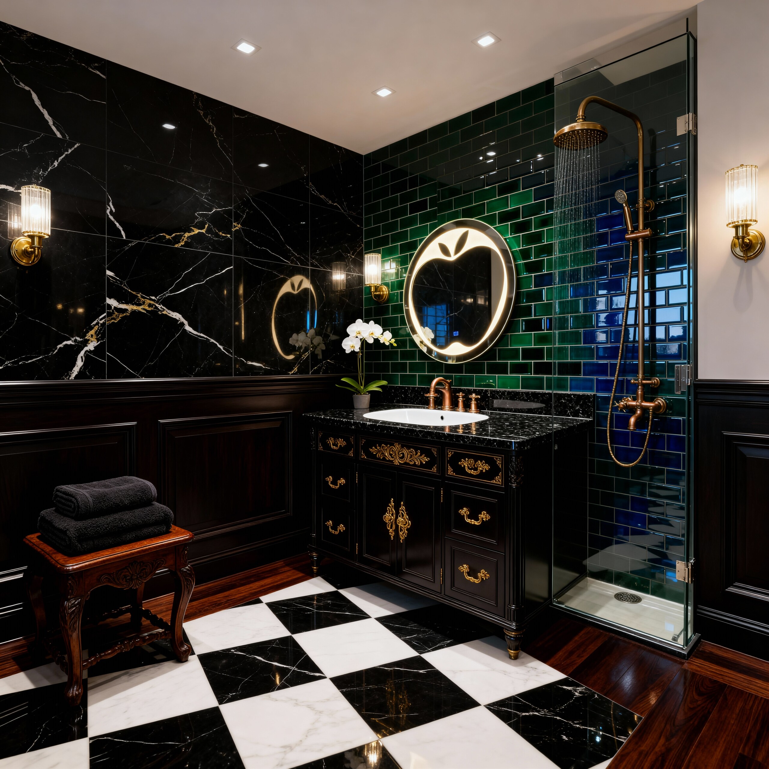 Apple Shape LED Bathroom Mirror with Backlit Glow