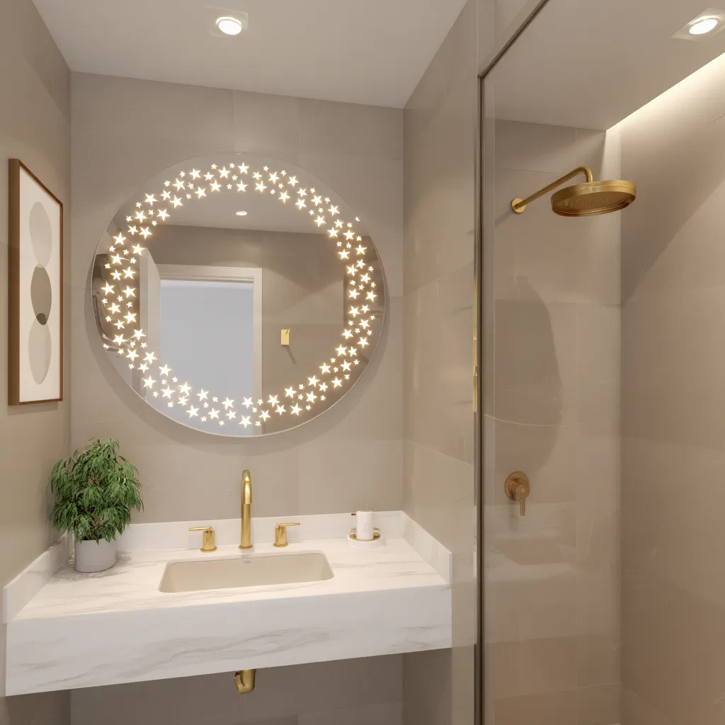 Twinkling Stars LED Bathroom Mirror – Illuminated Mirror with Starry Design and Touch Sensor 1