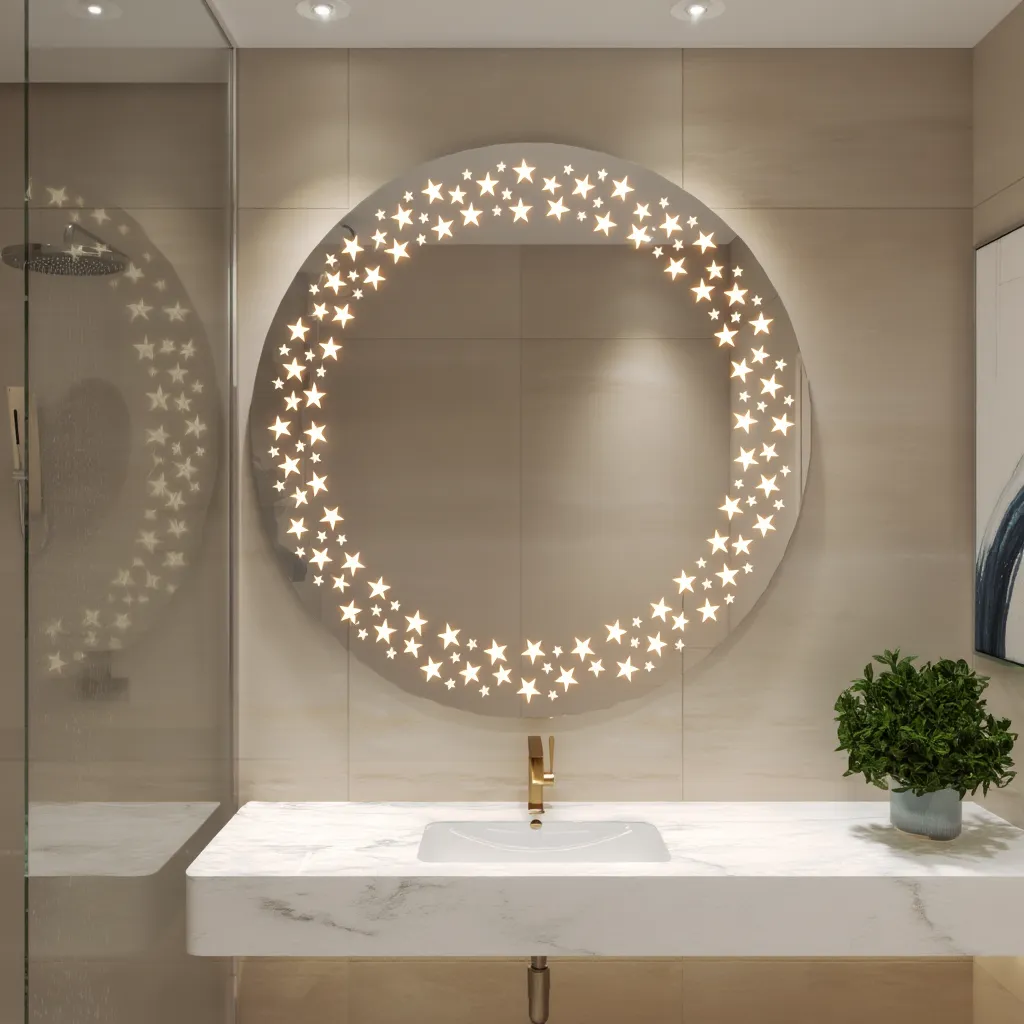 Twinkling Stars LED Bathroom Mirror – Illuminated Mirror with Starry Design and Touch Sensor 1