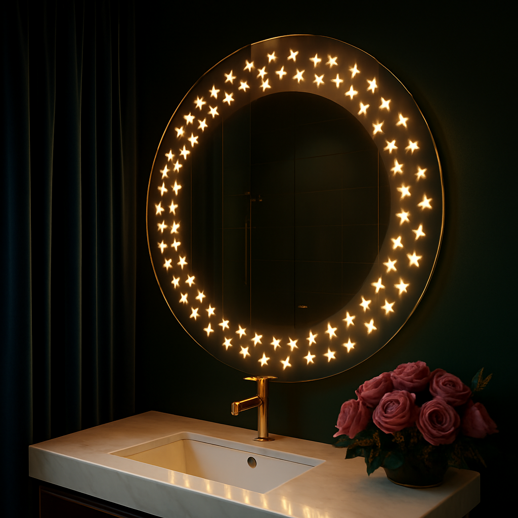 Twinkling Stars LED Bathroom Mirror – Illuminated Mirror with Starry Design and Touch Sensor 1