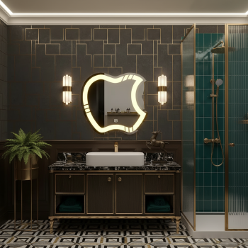 Artistic Apple LED Bathroom Mirror – Creative Illuminated Mirror with Touch Sensor 1