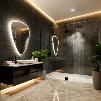Ultra-Modern LED Mirror Bathroom Design with Ambient Lighting