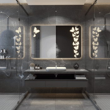 Decorative Butterfly LED Bathroom Mirror with Backlit Glow