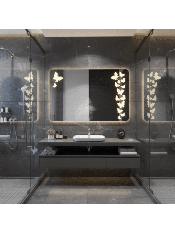 Decorative Butterfly LED Bathroom Mirror with Backlit Glow