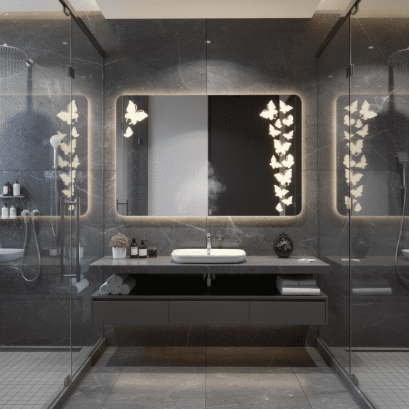 Decorative Butterfly LED Bathroom Mirror with Backlit Glow