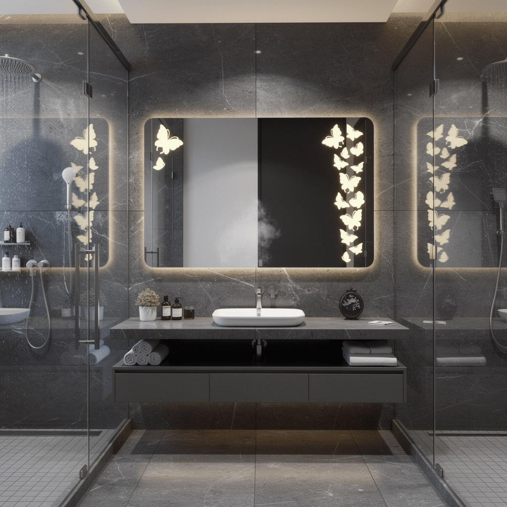 Decorative Butterfly LED Bathroom Mirror with Backlit Glow