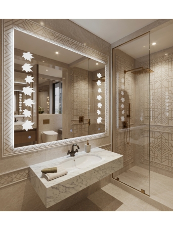 Elegant Bathroom Vanity with Ornamental Backlit LED Mirror