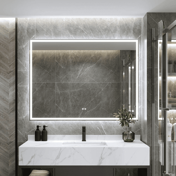 Modern Rectangular Backlit LED Bathroom Mirror with Touch Sensor