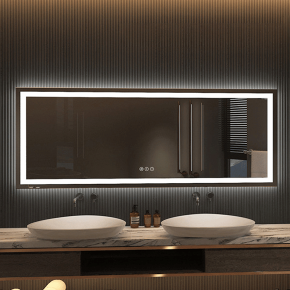 Wide Horizontal Backlit LED Mirror for Bathroom & Vanity