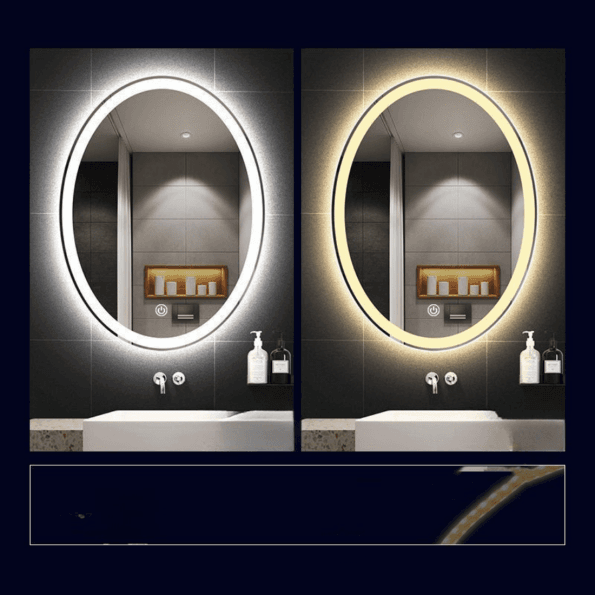 Elegant Oval LED Bathroom Mirror with Warm Backlight