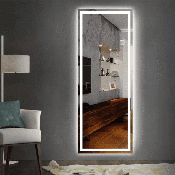 Full-Length Warm White LED Mirror – Modern Design for Home & Salon Use