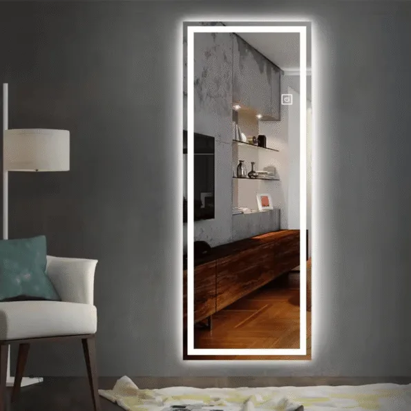 Full-Length Warm White LED Mirror – Modern Design for Home & Salon Use