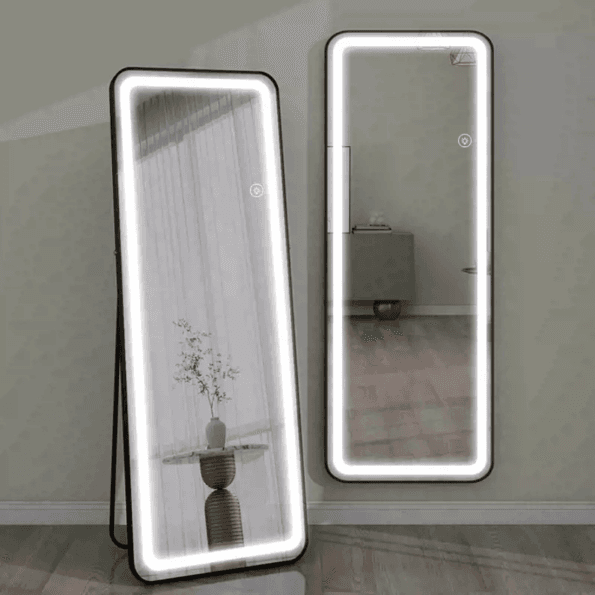 Full-Length LED Dressing Mirror with Warm Light Border