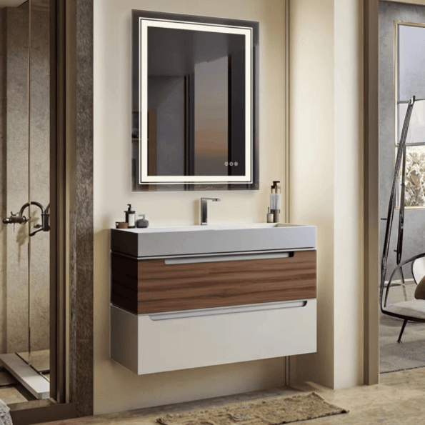 Rectangular LED Bathroom Mirror with Inner Glow Frame
