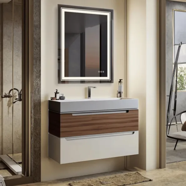 Rectangular LED Bathroom Mirror with Inner Glow Frame
